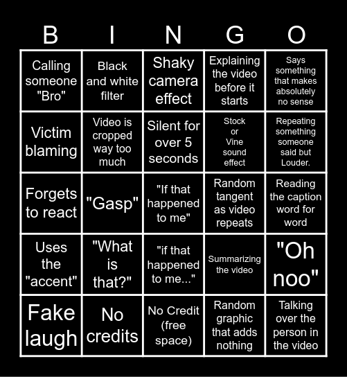 Sssniperwolf Bingo Card