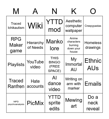 CRAZY HATE CONTENT BINGO Card