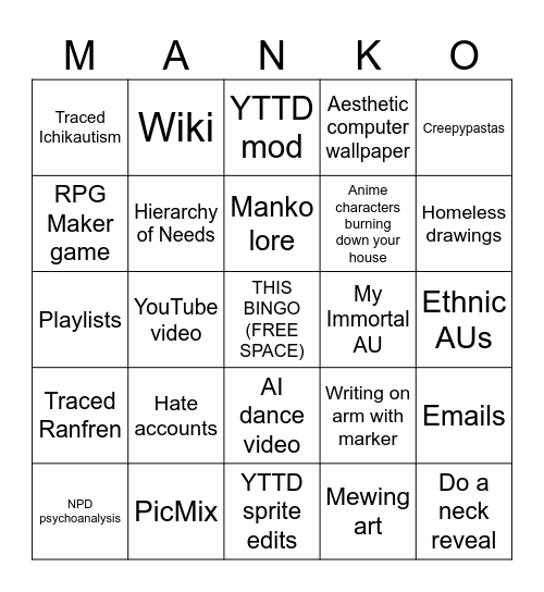 CRAZY HATE CONTENT BINGO Card