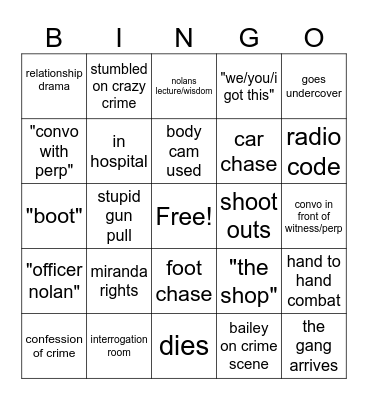 rookie bingo Card