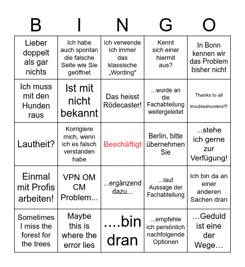 JW Bullshit Bingo Card