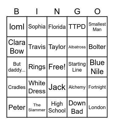 The Tortured Poets Department Bingo Card