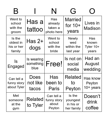 Taco Bout Love Shower BINGO Card