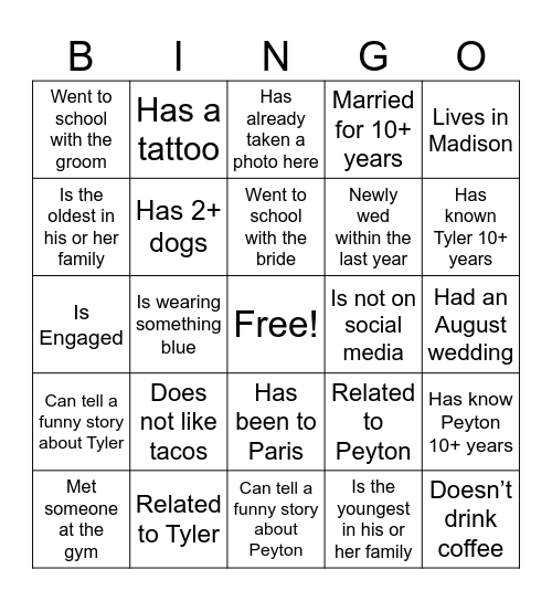 Taco Bout Love Shower BINGO Card