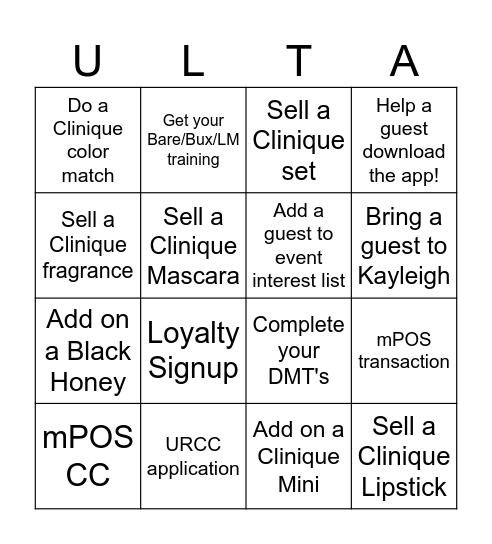 Focus Day Bingo Card