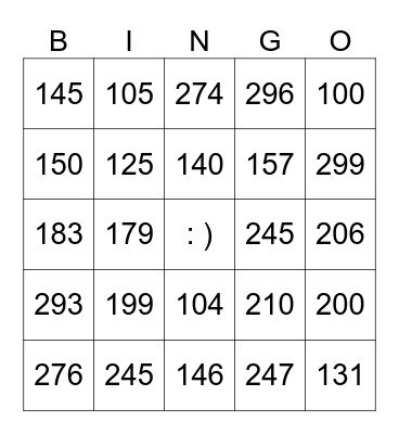 NUMEROS 100 -299 Bingo Card