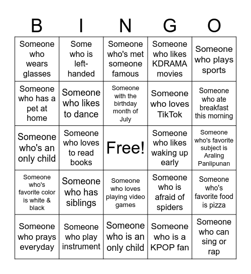 Human Bingo Card