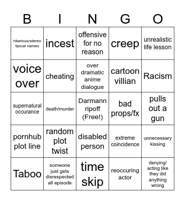 Tommorow's Teachings Bingo Card