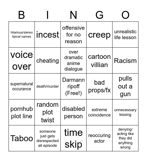 Tommorow's Teachings Bingo Card