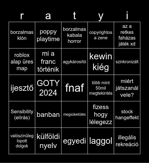 ratyi online Bingo Card