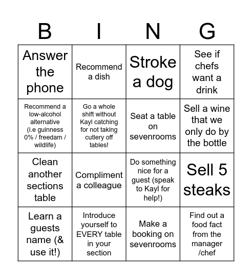 Saturday Bingo! Bingo Card