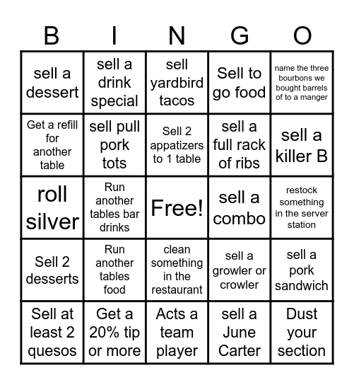 Server Bingo Card