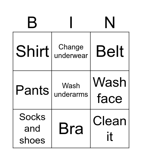 Morning routine Bingo Card