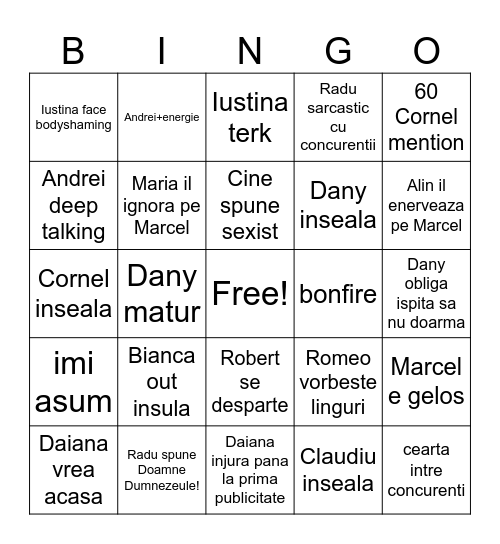 Insula bingo Card