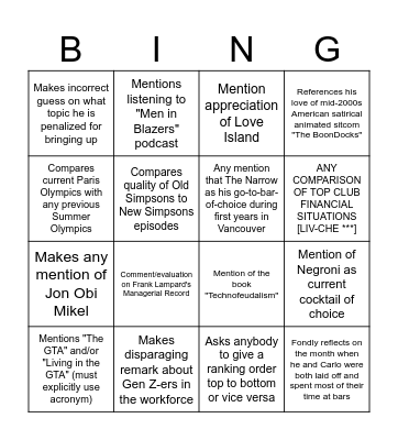 Rich Bingo Card