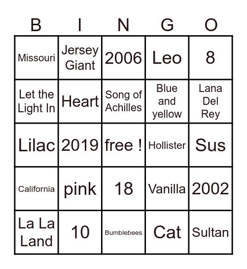 Maryam Bingo Card