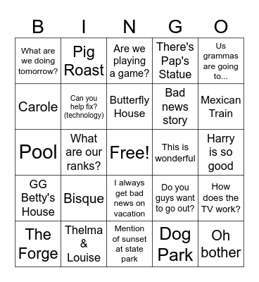 PIB Bingo Card