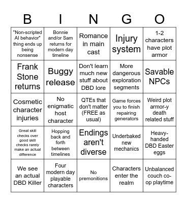 TCoFS Bingo Card