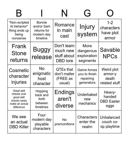 TCoFS Bingo Card