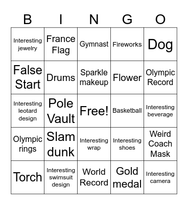 Olympic Bingo Card