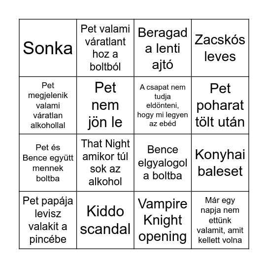 Tiszakécske Bingo Card