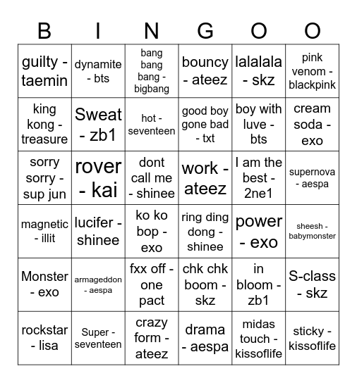 KPOP NIGHT C Bingo Card