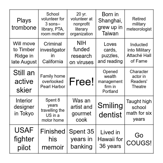 6th floor Bingo Card
