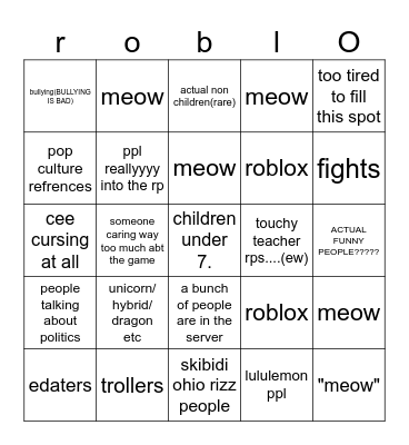 roblox? cee and nia !! Bingo Card