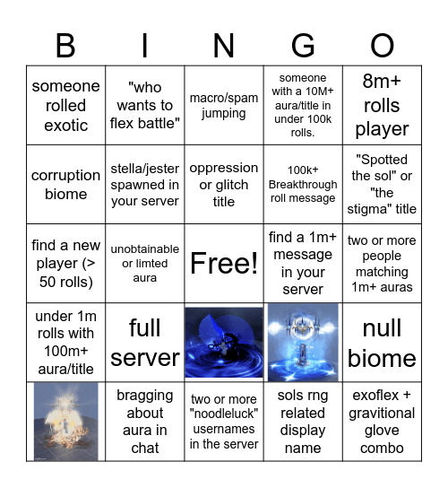 Sols Rng Bingo (find these, cant be you) Bingo Card