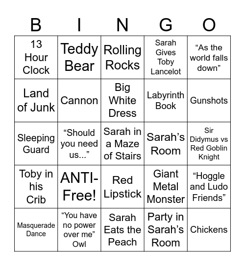 The Labyrinth - Round 3 Bingo Card