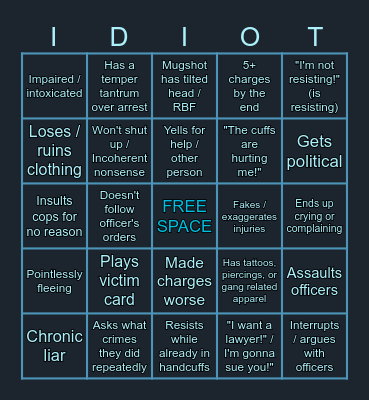 Police Bodycam Video BINGO Card