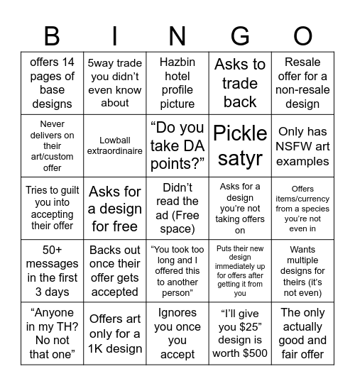 Offer Bingo Card