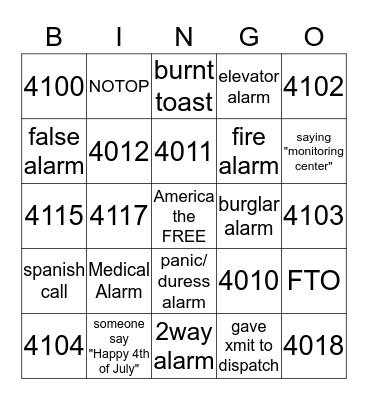 4th of July @ Avantguard Bingo Card