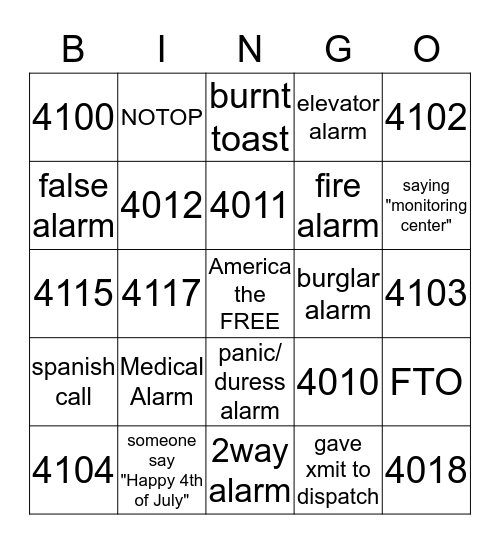 4th of July @ Avantguard Bingo Card