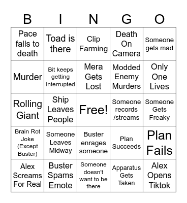 Lethal Company Bingo Card