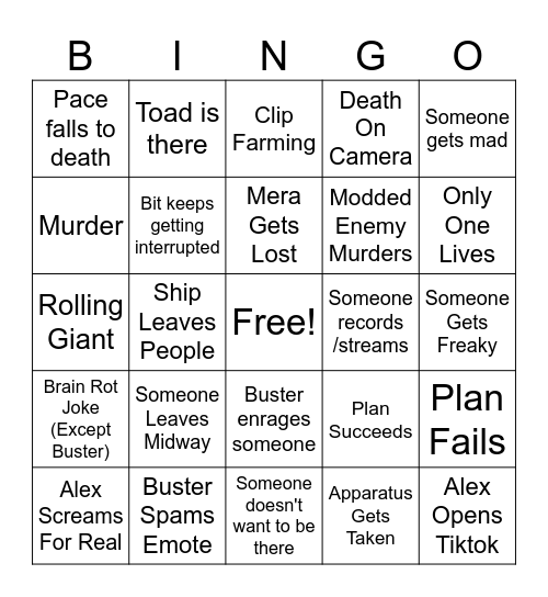 Lethal Company Bingo Card