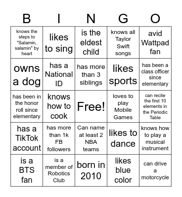 Untitled Bingo Card