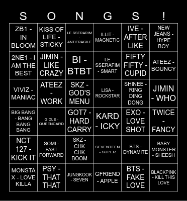 KPOP PARTY Bingo Card