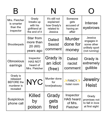 Murder She Wrote (Grady Episode) Bingo Card