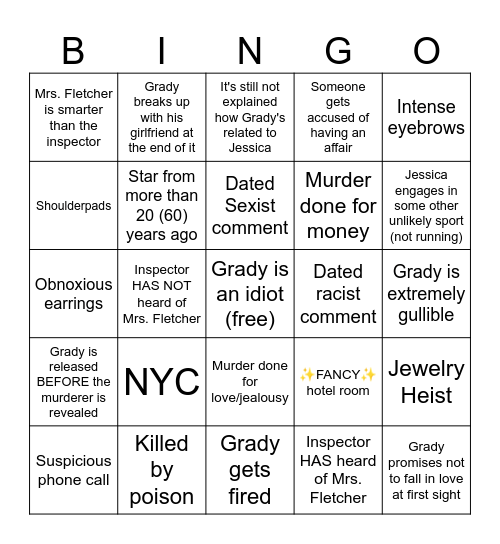 Murder She Wrote (Grady Episode) Bingo Card