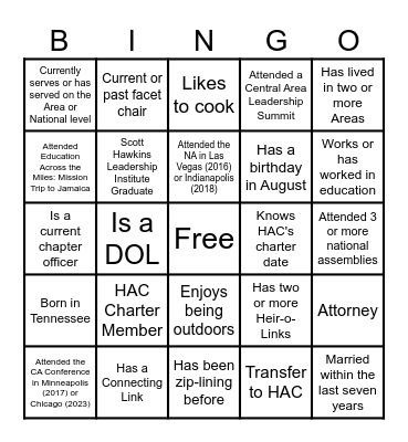 LI Bingo Card