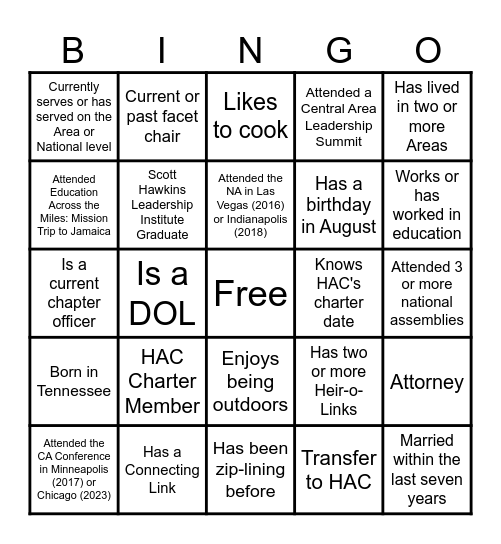 LI Bingo Card