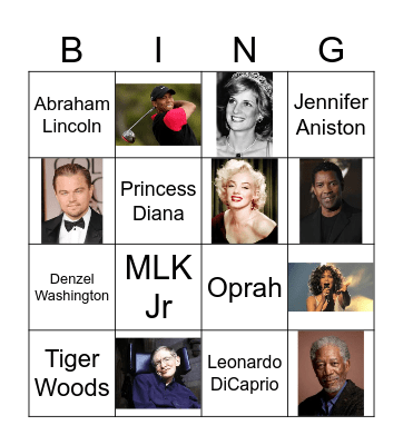 Famous People Bingo Card