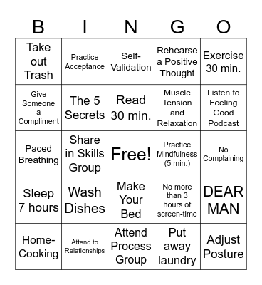 Pretty People (Saturday Group) Bingo Card