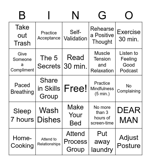 Pretty People (Saturday Group) Bingo Card