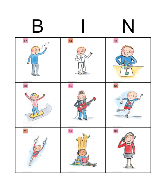 Actions Bingo Card