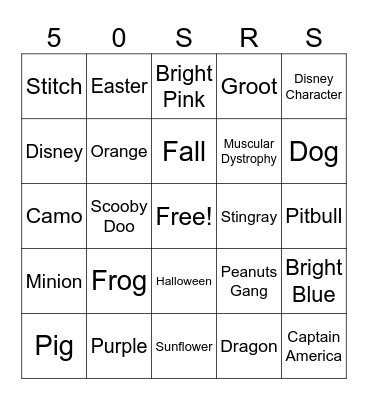 #50SRS Admin Bingo Card