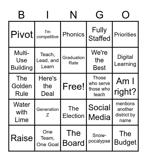 District Kickoff Bingo Card