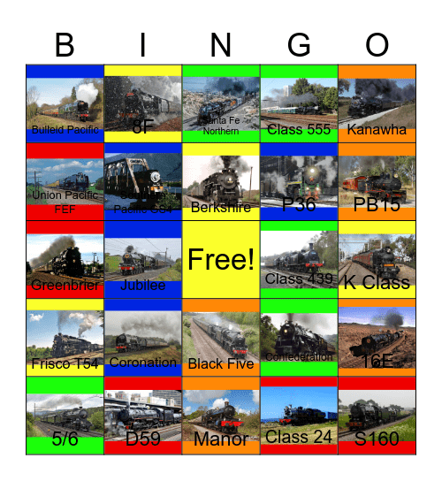 Steam Engines around the World Bingo Card