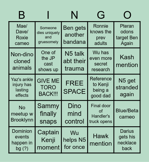 JWCT S2 Bingo Card